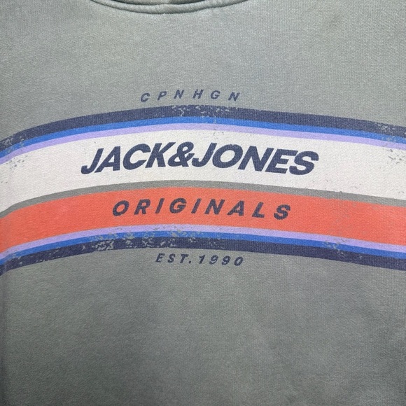 Jack & Jones Green Hoodie with Striped Logo - Picture 2 of 11